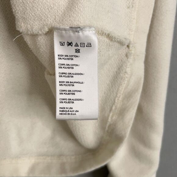 FP Beach Sweatshirt Womens Small Ivory Shawl Collar Pullover Cropped Made USA - Picture 7 of 15